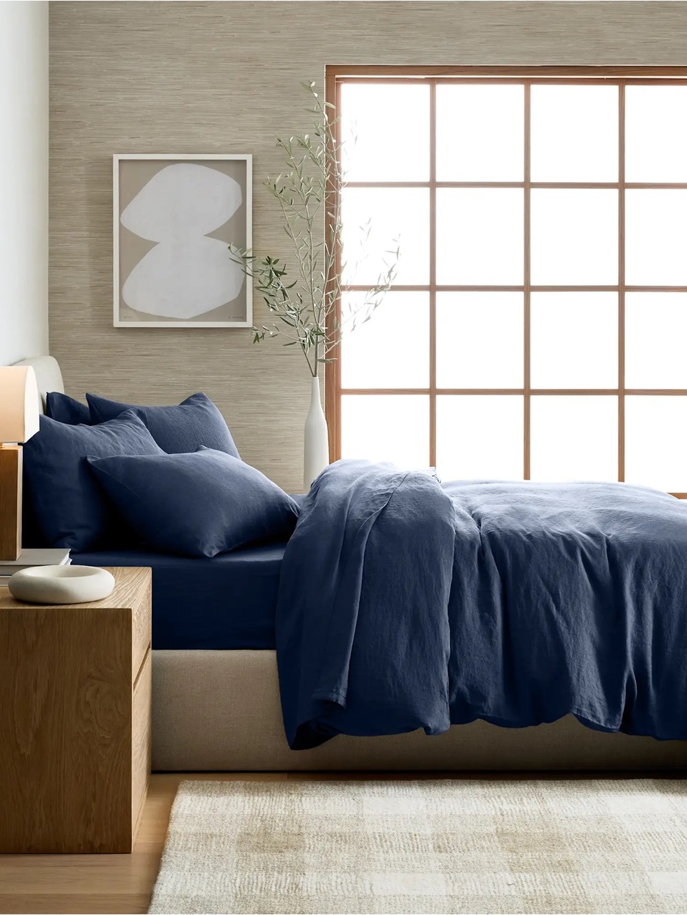 Quince European Linen Duvet Set - Navy - F/Queen